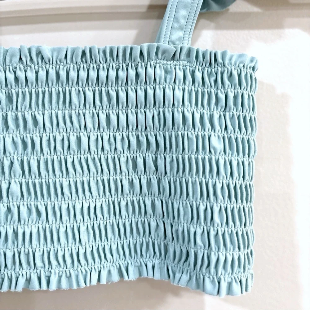 Minnow x Sister Parish Girls Smocked Ruffle Strap Top Size 9/10 Blue